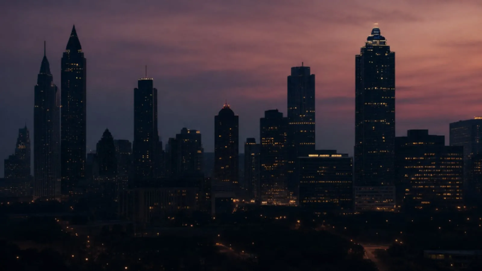 downtown atlanta at sunset